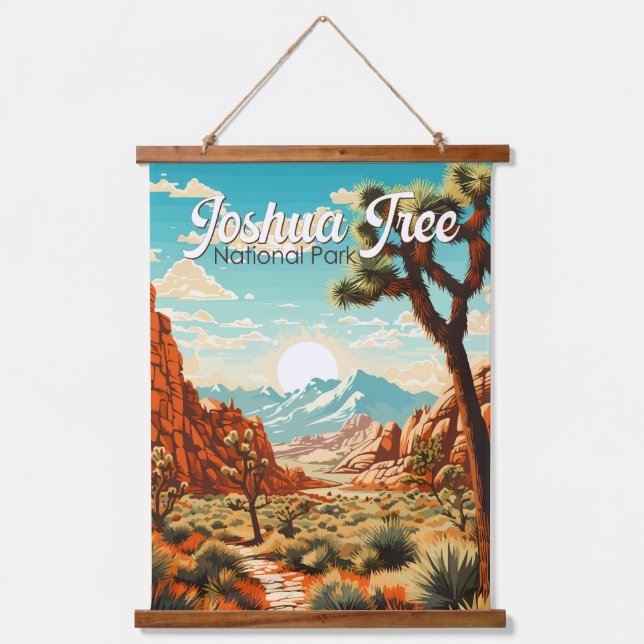 Tapisserie Suspendue Joshua Tree National Park Illustration Retro (Recto)
