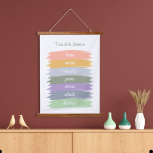 Tapisserie Suspendue Jours cursifs d'espagnol de la semaine