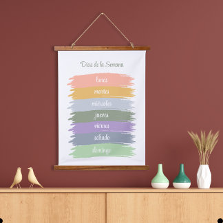 Tapisserie Suspendue Jours cursifs d'espagnol de la semaine