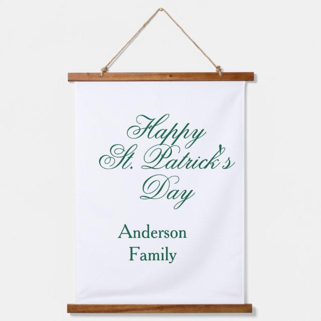 Tapisserie Suspendue Joyeuse Saint-Patrick famille nom vert minimal (Recto)