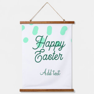 Tapisserie Suspendue Joyeuses Pâques œufs verts pastel nom date simple