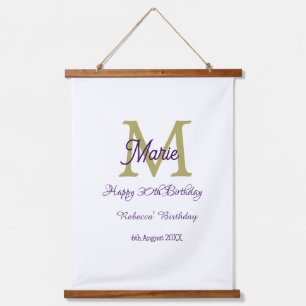 Tapisserie Suspendue Joyeux 30e Anniversaire monogramme moderne goldena