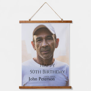 Tapisserie Suspendue Joyeux 50e anniversaire nom photo année homme simp