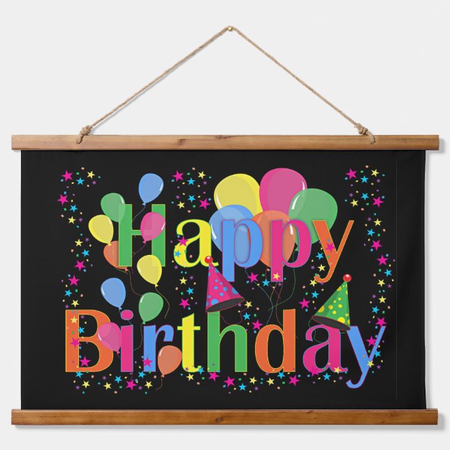 Tapisserie Suspendue Joyeux anniversaire, coloré et festif, (Devant)