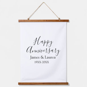 Tapisserie Suspendue Joyeux anniversaire mariage nom date année simple 