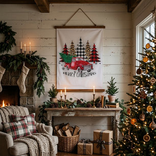 Tapisserie Suspendue Joyeux Noël camion et arbres