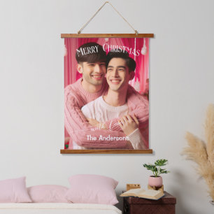 Tapisserie Suspendue Joyeux Noël Gay Retro Rose Photo personnalisée
