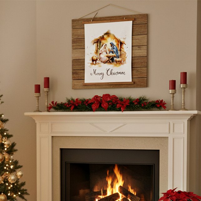 Tapisserie Suspendue Joyeux Noël Nativité (Créateur téléchargé)