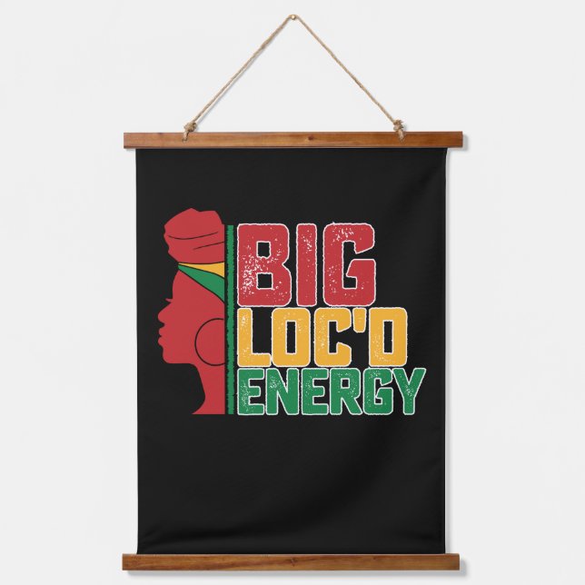 Tapisserie Suspendue Junetten Big Loc'd Energy Black Freedom (Recto)
