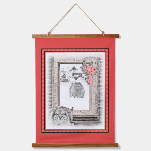 Tapisserie Suspendue Keeshond Noël hiver fenêtre Peinture Chien Art