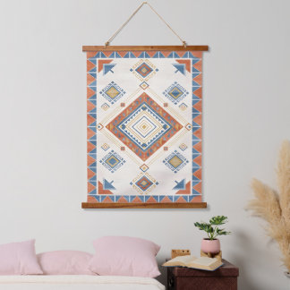 Tapisserie Suspendue Kilim de désert bleu et terre cuite baignés de sol