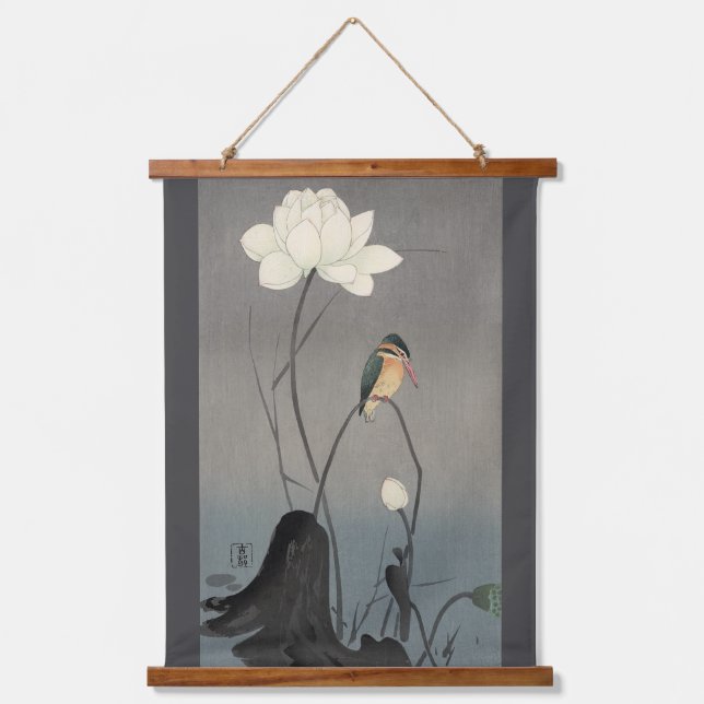 Tapisserie Suspendue Kingfisher sur Lotus, Koson, Ukiyo-e (Recto)