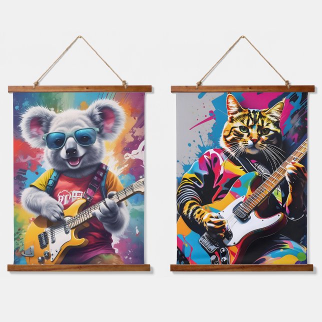 Tapisserie Suspendue Koala jouant de la guitare, du graffiti (Double)