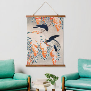 Tapisserie Suspendue Koson Nandina & Flycatchers en Art Japonais de la