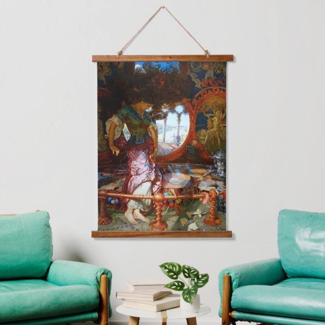 Tapisserie Suspendue La Dame de Shalott par William Hunt, préraphaélite (Salon)