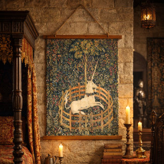 Tapisserie Suspendue La Licorne en Captivité 1505 impression Médiéval