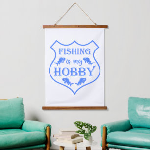Tapisserie Suspendue La pêche est ma citation de bouclier de hobby sur 