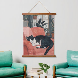 Tapisserie Suspendue La sieste tropicale : Chat douillet dans la Jungle
