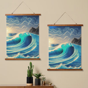 Tapisserie Suspendue La splendeur d'une vague bleue