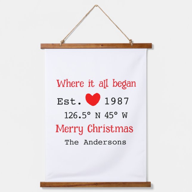 Tapisserie Suspendue Lake house et. Date année coordonnées personnalisé (Recto)