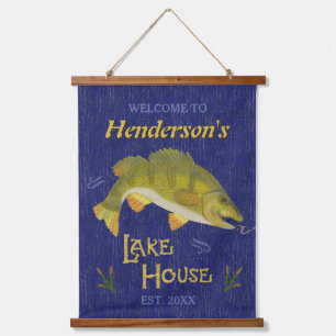 Tapisserie Suspendue Lake House Rustic Bass Poisson Personnalisé