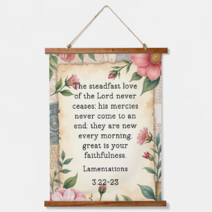 Tapisserie Suspendue Lamentations 3:22–23 Conception Florale Vintage