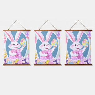 Tapisserie Suspendue lapin avec oeufs de pâques