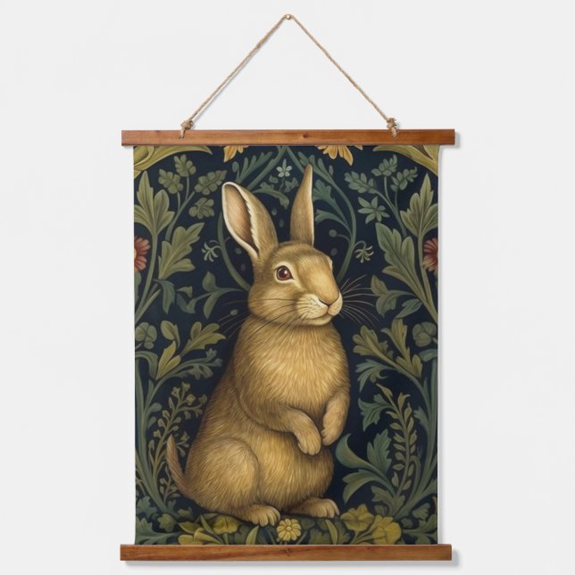 Tapisserie Suspendue Lapin dans la forêt style Art nouveau (Recto)