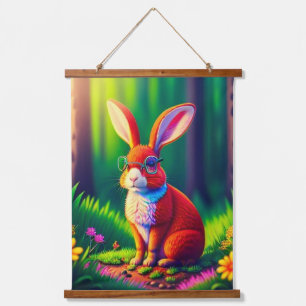 Tapisserie Suspendue Lapin Rouge assis sur l'herbe