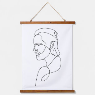 Tapisserie Suspendue Larme Silencieuse – Portrait Minimaliste en Une Li