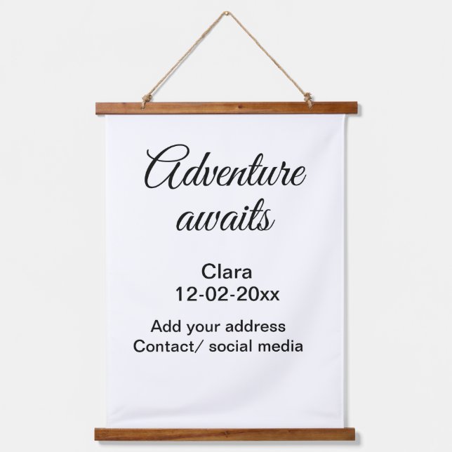 Tapisserie Suspendue L'aventure commence ajouter nom date année lieu (Recto)