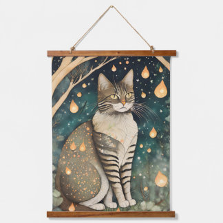 Tapisserie Suspendue Le chat et les lucioles.