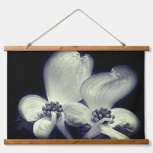 Tapisserie Suspendue Le Dogwood Fleurit En Noir Et Blanc