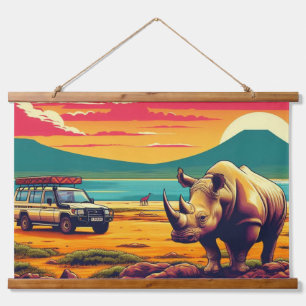 TAPISSERIE SUSPENDUE LE MUR SAFARI AFRICAIN TRAITE LA TAPESTRIE