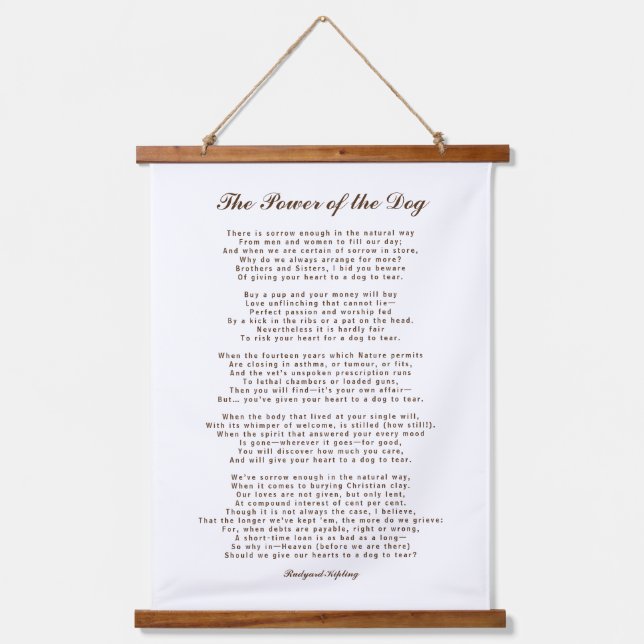 Tapisserie Suspendue Le pouvoir du poème du chien par Rudyard Kipling (Recto)