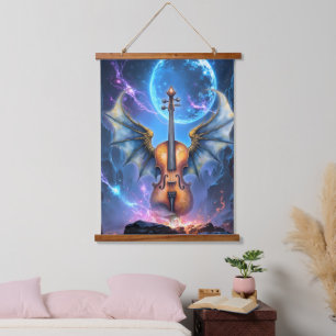Tapisserie Suspendue Le Violon ailé des Royaumes au Clair de Lune