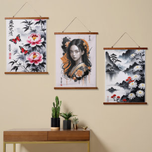 Tapisserie Suspendue L'élégance en fleurs : l'harmonie florale et portr