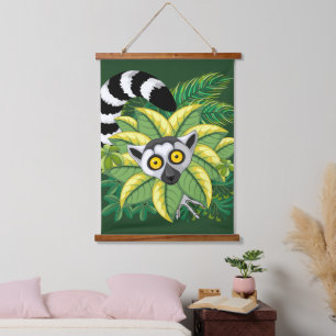 Tapisserie Suspendue Lémuriens de Madagascar dans une jungle exotique