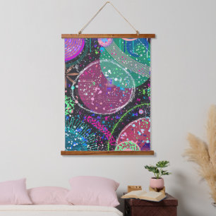 Tapisserie Suspendue Les Anneaux de Saturne : Art abstrait maximaliste