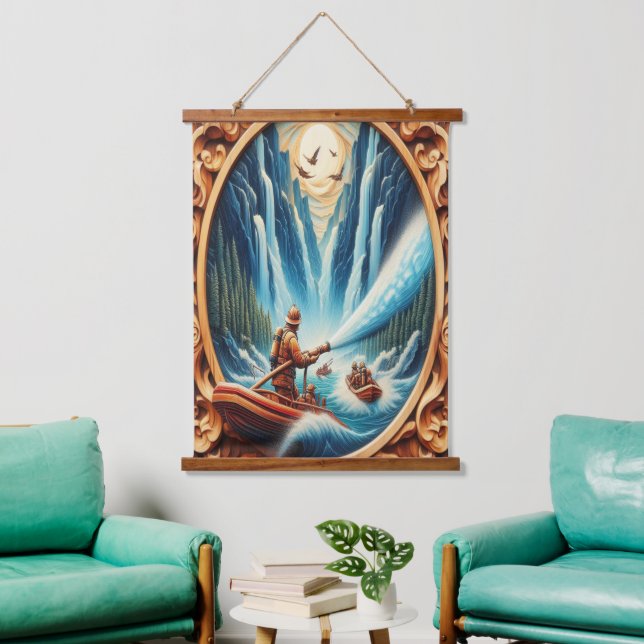 Tapisserie Suspendue Les pompiers ont chargé sur leur bateau (Salon)