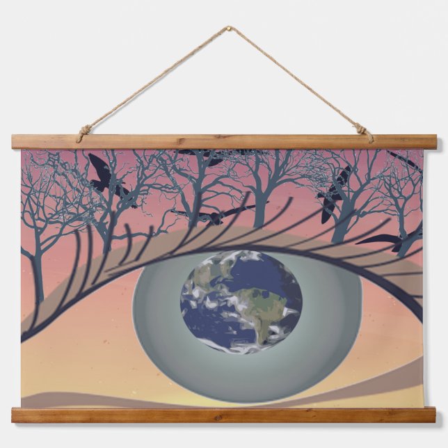 Tapisserie Suspendue Les yeux sur le monde, la terre et l'environnement (Devant)