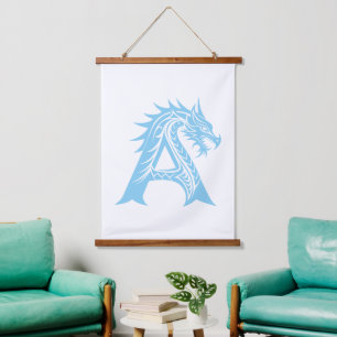 Tapisserie Suspendue Lettre A de style dragon, alphabet du dragon, mono