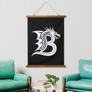 Tapisserie Suspendue Lettre B de style dragon, Alphabet Dragon, Monogra