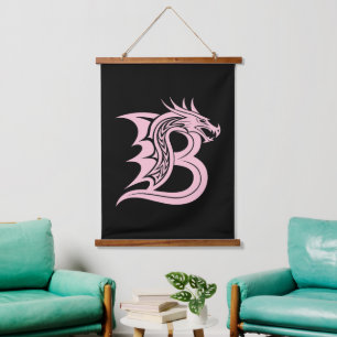 Tapisserie Suspendue Lettre B de style dragon, alphabet du dragon, mono