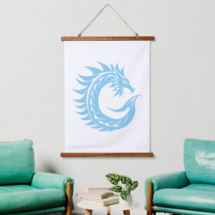 Tapisserie Suspendue Lettre C de style dragon, Alphabet Dragon, Monogra