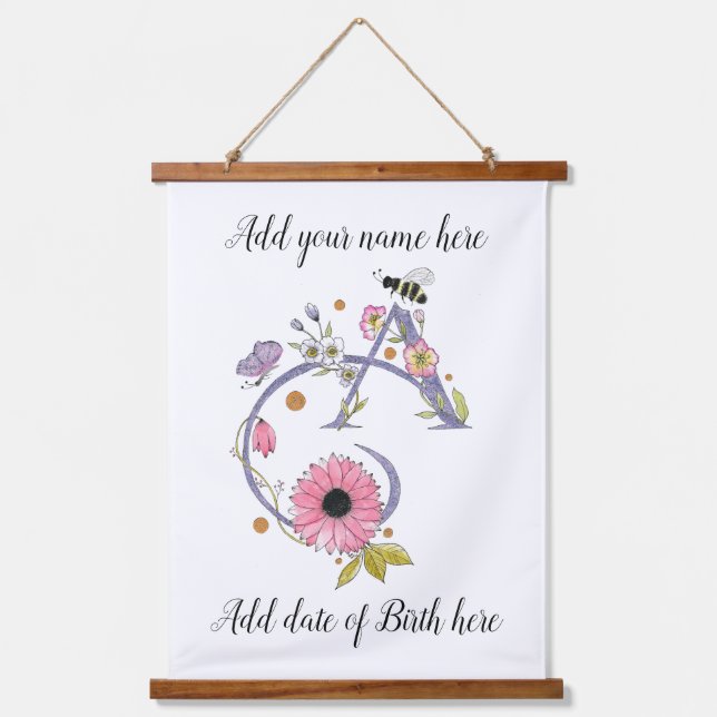 Tapisserie Suspendue Lettre décorée A personnalisable (Recto)