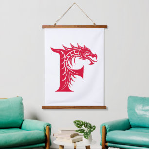 Tapisserie Suspendue Lettre F de style dragon, Alphabet Dragon, Monogra