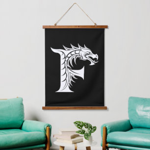 Tapisserie Suspendue Lettre F de style dragon, alphabet du dragon, mono