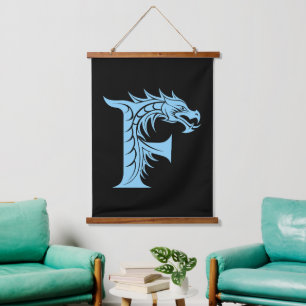 Tapisserie Suspendue Lettre F de style dragon, alphabet du dragon, mono