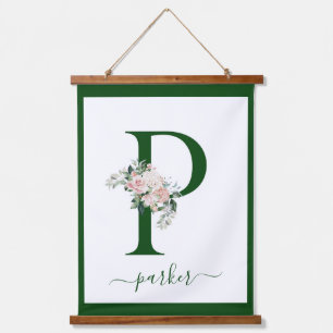 Tapisserie Suspendue Lettre Florale Monogrammée P